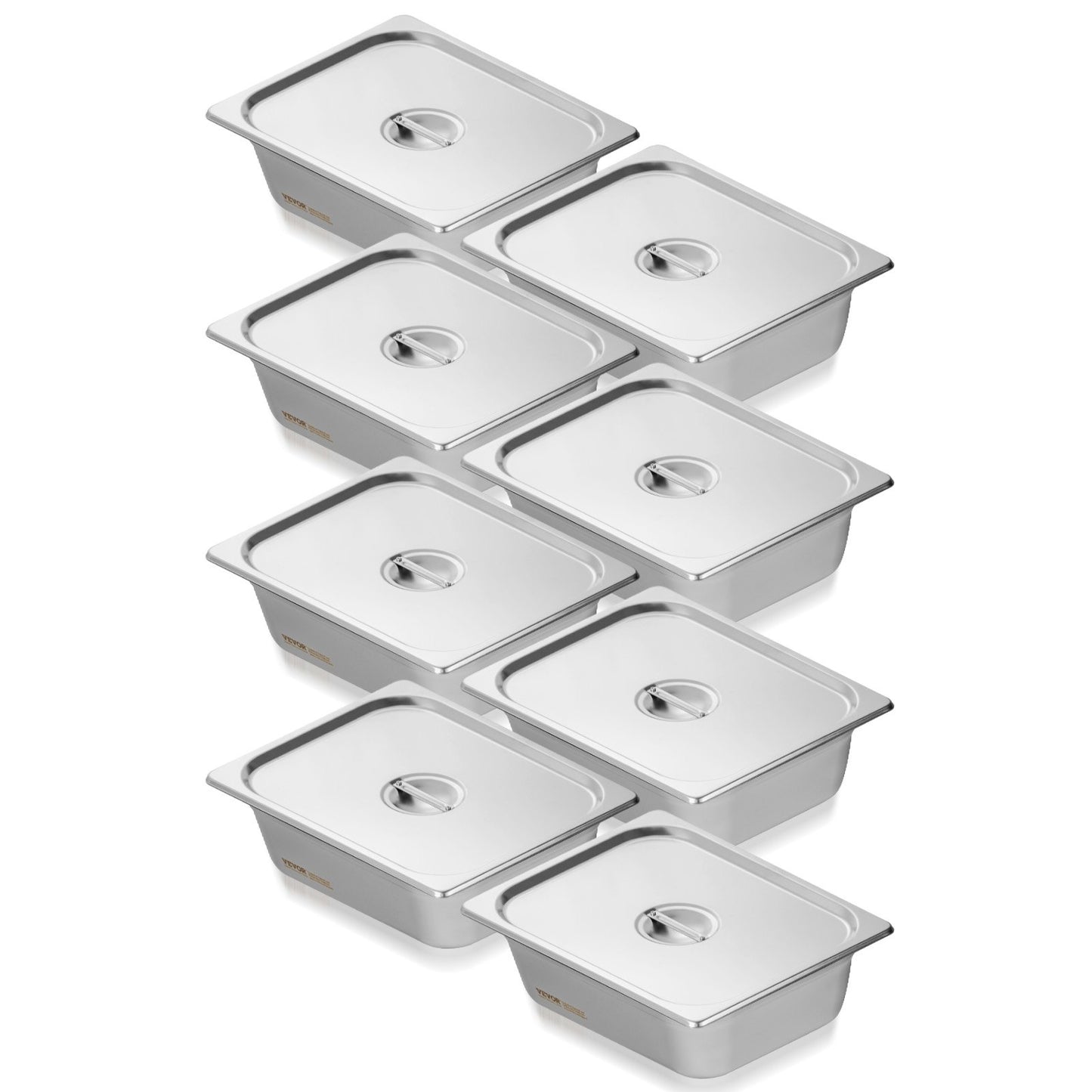 VEVOR 8 Pack Hotel Pans, 1/2 Size Anti-Jam Steam Pan with Lid, 0.8mm Thick Stainless