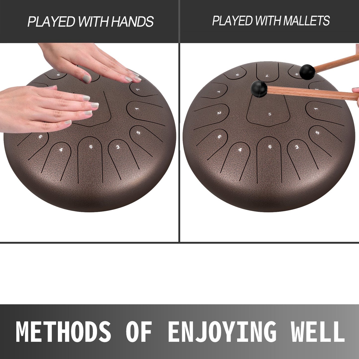 VEVOR Steel Drum 13 Notes Percussion Instrument 12 Inches Tongue Drum, Steel Tongue