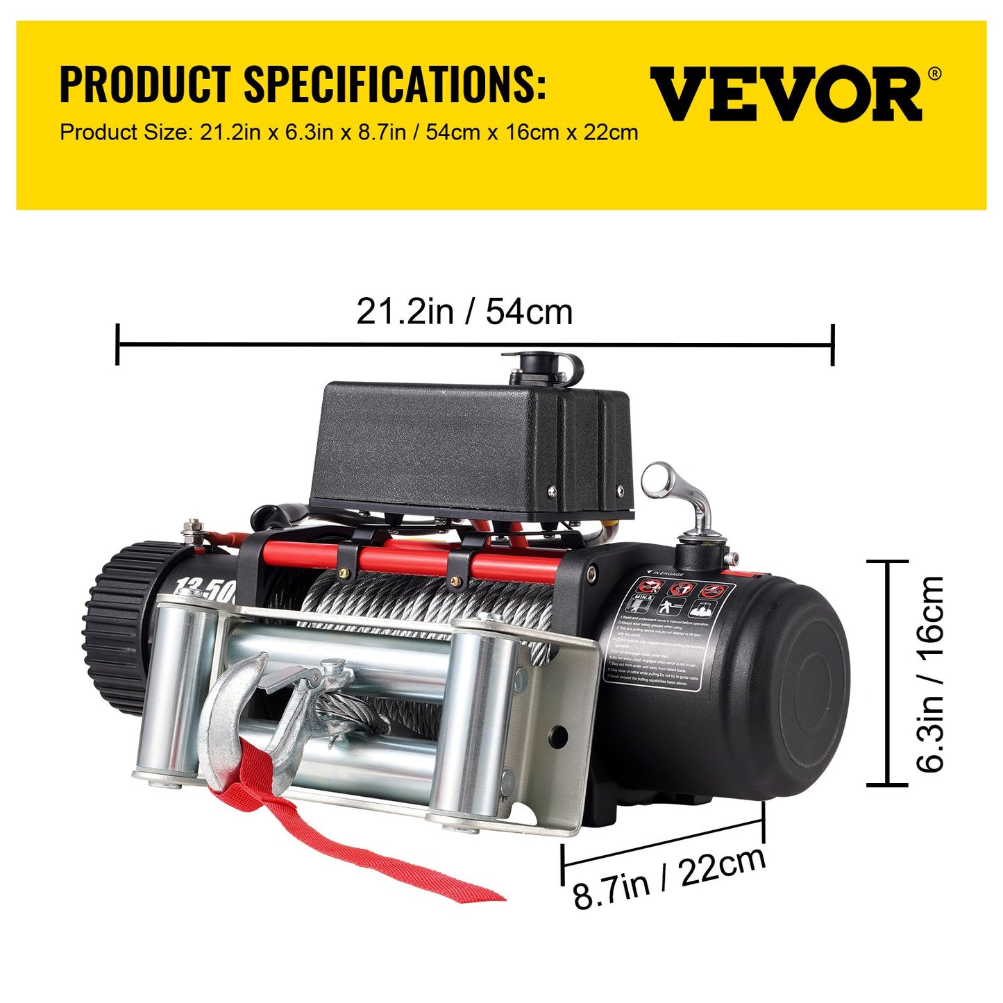 VEVOR Electric Winch Recovery 12v 13500Lb / 6125Kg,Electric Truck Winch with Handle