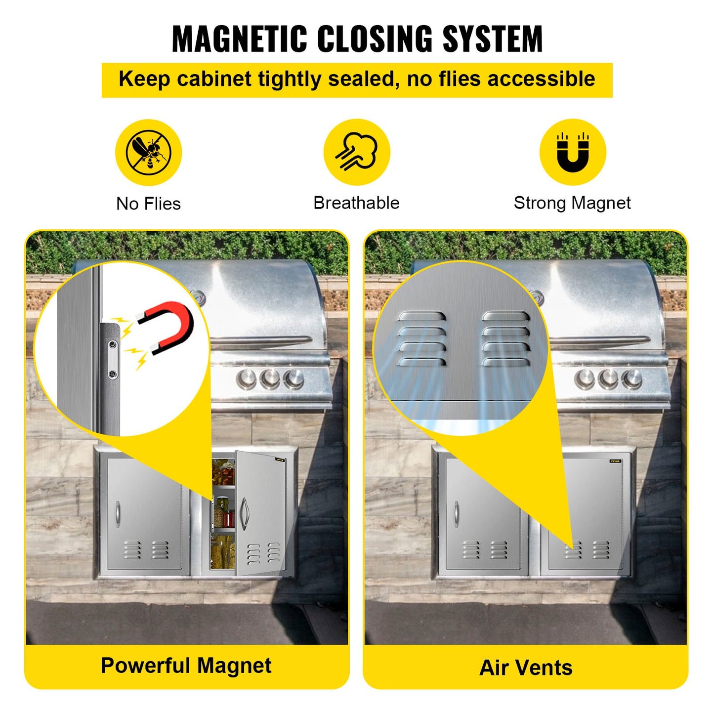 VEVOR Outdoor Kitchen 14W x 20H Inch Wall Construction Stainless Steel Flush Mount