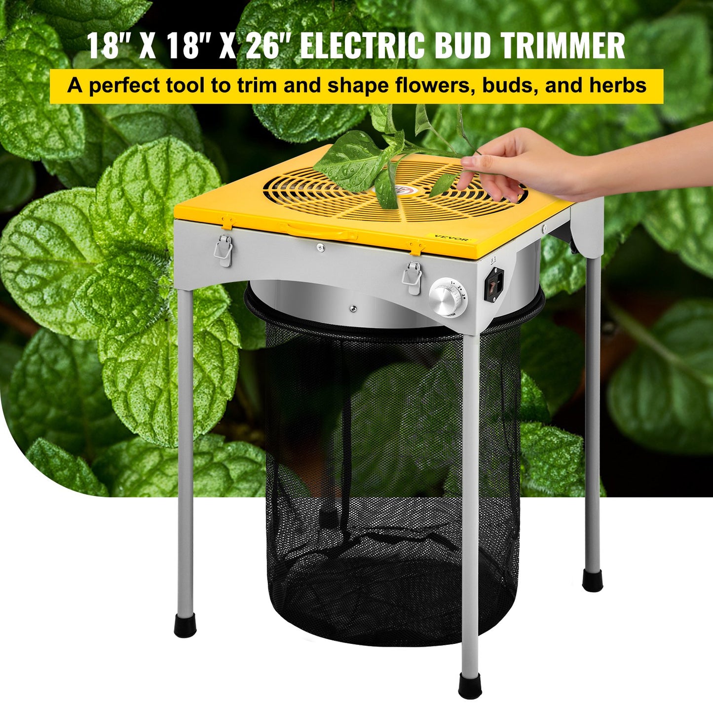 VEVOR Automatic Bud Trimmer, 18" Electric Trimmer, Stainless Steel Leaf Bud Automatic