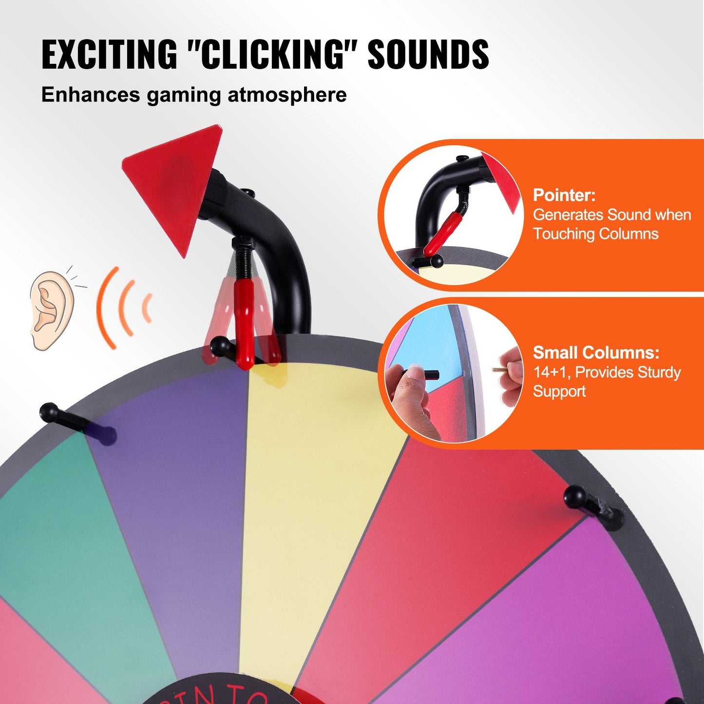 Portable 0.45m Color Prize Wheel with Adjustable Tripod Stand, 14 Slots