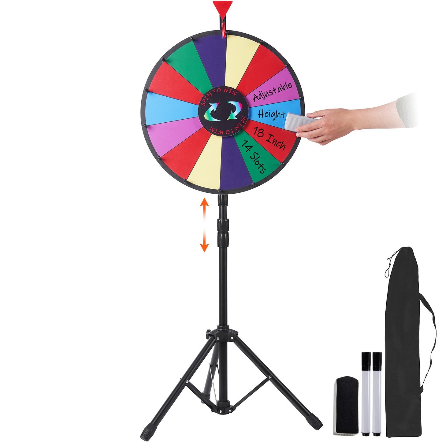 Vevor 18 Inch Tabletop Color Prize Wheel with Folding Tripod Floor Stand 14 Slots