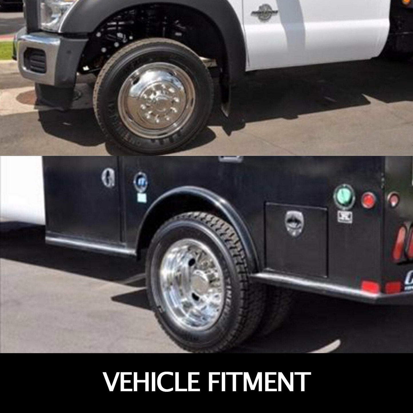 Polished Stainless Steel 19.5m 10-Lug Wheel Simulators for Ford F450/F550 (2005-2020)