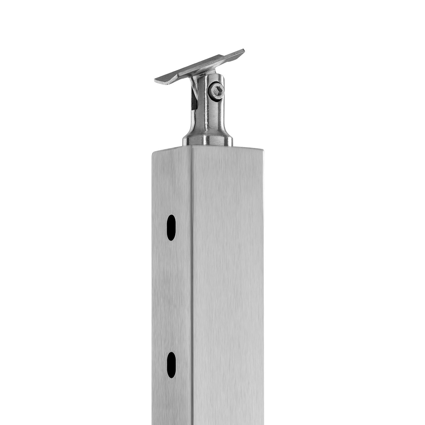 Cable Railing Post, 106.7x5x5cm Stair Railing Post, with Pre-Drilled 30° Angled Holes, Stainless Steel Cable Rail Post with Horizontal and Curved Bracket, 1-Pack, Silver, 1JZLGZXYS1062TLWC001V0