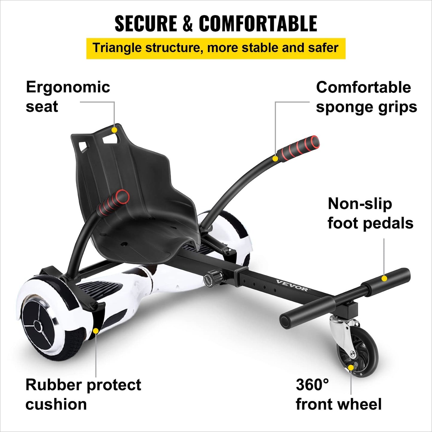 VEVOR Hover Kart Cool Mini Hover Board Cart Two Wheel Self Balancing Scooter 6.5"