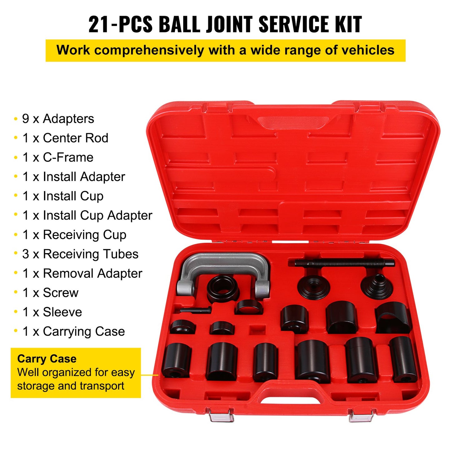 VEVOR 21Pcs Ball Joint Kit Deluxe Auto Repair Ball Joint Removal Tool Installing