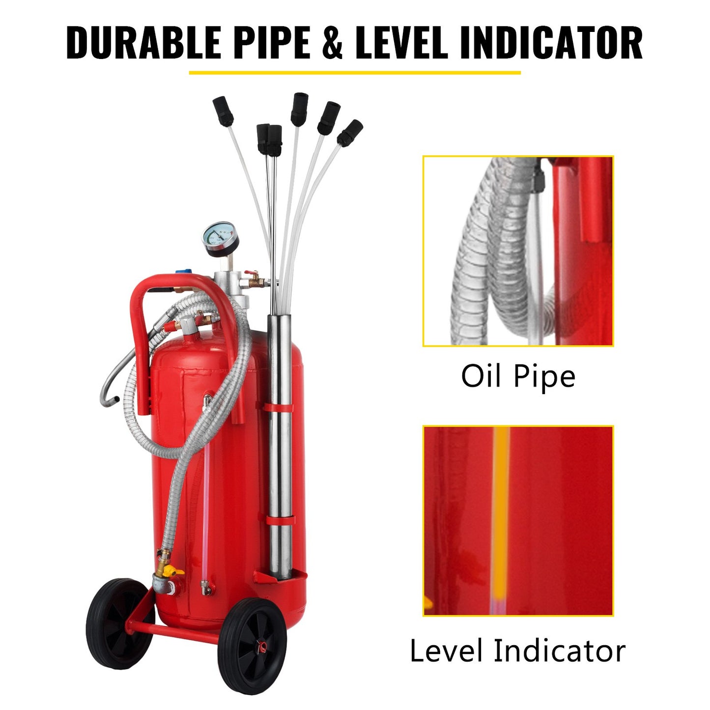 VEVOR 22.7L Oil Extractor, Portable Air Pneumatic Waste Oil Garage Extractor Drain