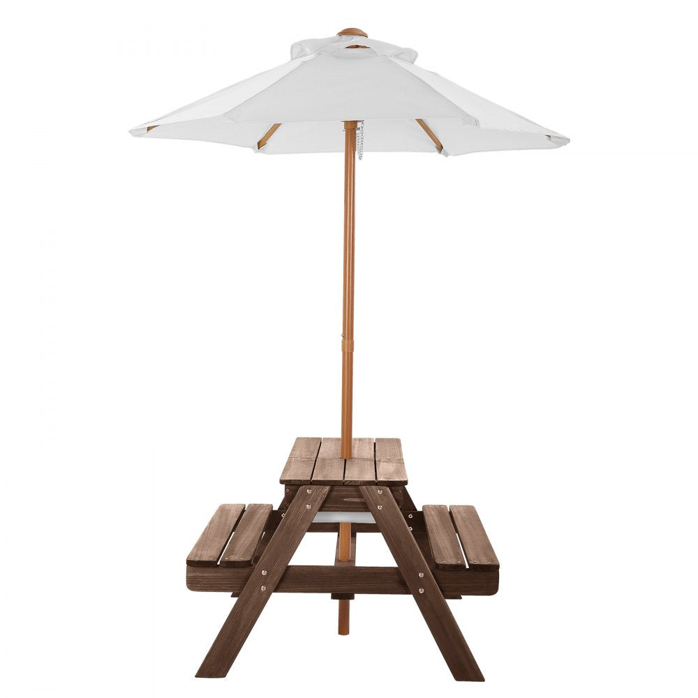 VEVOR Picnic Table Wooden Tables and Bench Set Umbrella Garden Indoor Outdoor