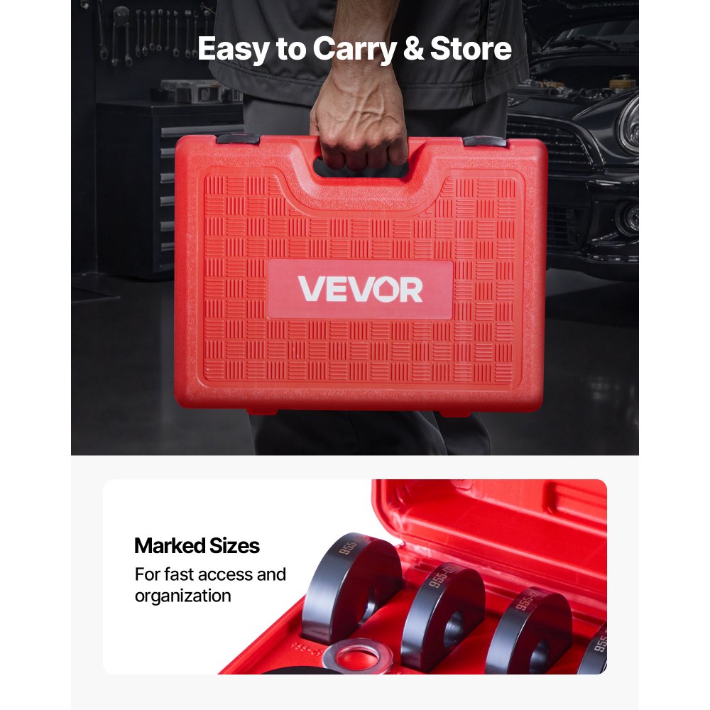 Bearing Press Kit, 10+24 Pcs, 2 in 1 Ball Joint Press & Wheel Bearing Puller Kit, Race and Seal Driver Set with 13 Bushings, C-Frame and Sleeves, Heavy Duty Removal Installation Set with Case