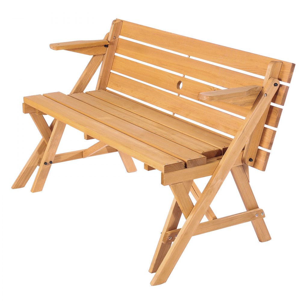 VEVOR 2-in-1 Transforming Interchangeable Picnic Table Wooden Table Bench Set