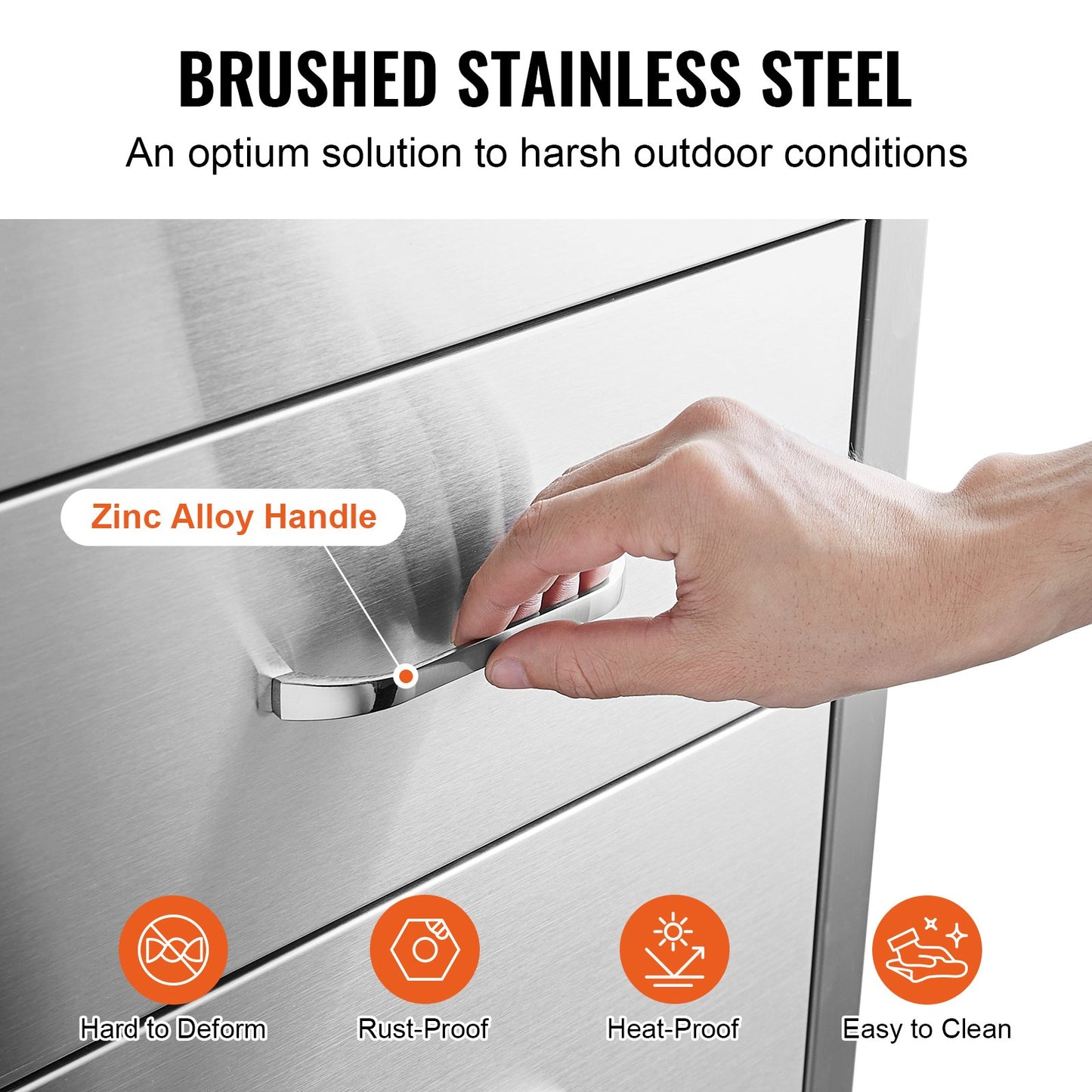 Flush triple access drawer raised style height triple drawer, 76 x 43 cm,stainless