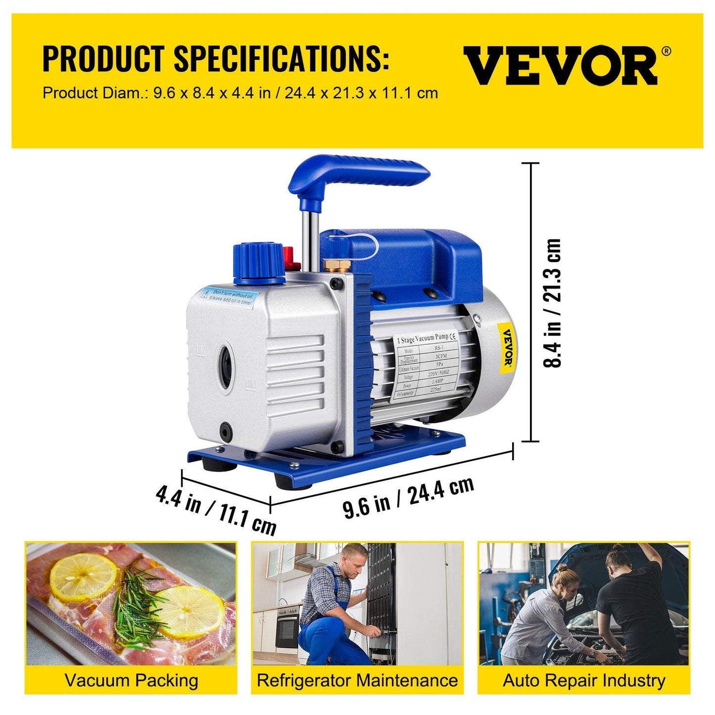 High-Performance 0.91m³/min Vacuum Pump with Gauges for HVAC Systems
