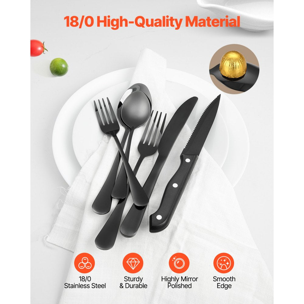 VEVOR 48-Piece Silverware Set Stainless Steel Cutlery Flatware Utensils for 8