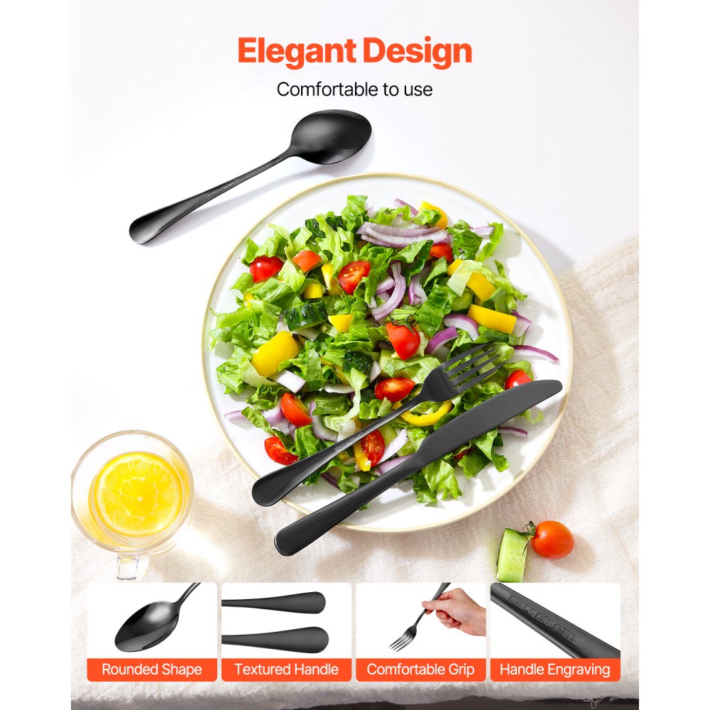 VEVOR 48-Piece Silverware Set Stainless Steel Cutlery Flatware Utensils for 8