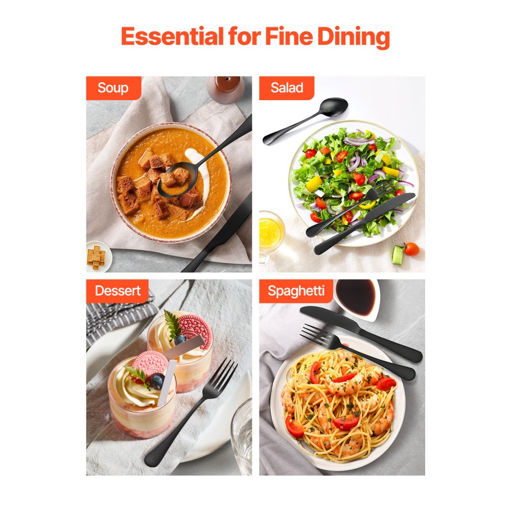 VEVOR 48-Piece Silverware Set Stainless Steel Cutlery Flatware Utensils for 8