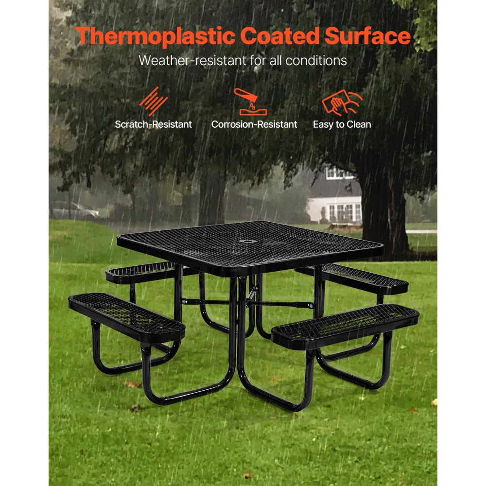 VEVOR Picnic Table Weather Resistant Steel Patio Dining Furniture Set Outdoor