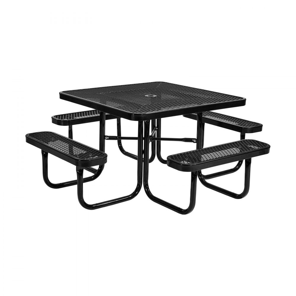 VEVOR Picnic Table Weather Resistant Steel Patio Dining Furniture Set Outdoor