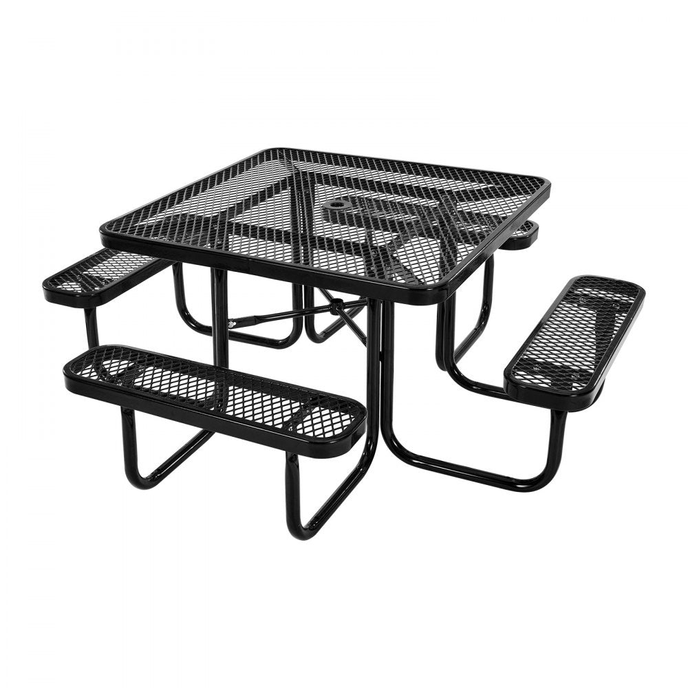 VEVOR Picnic Table Weather Resistant Steel Patio Dining Furniture Set Outdoor