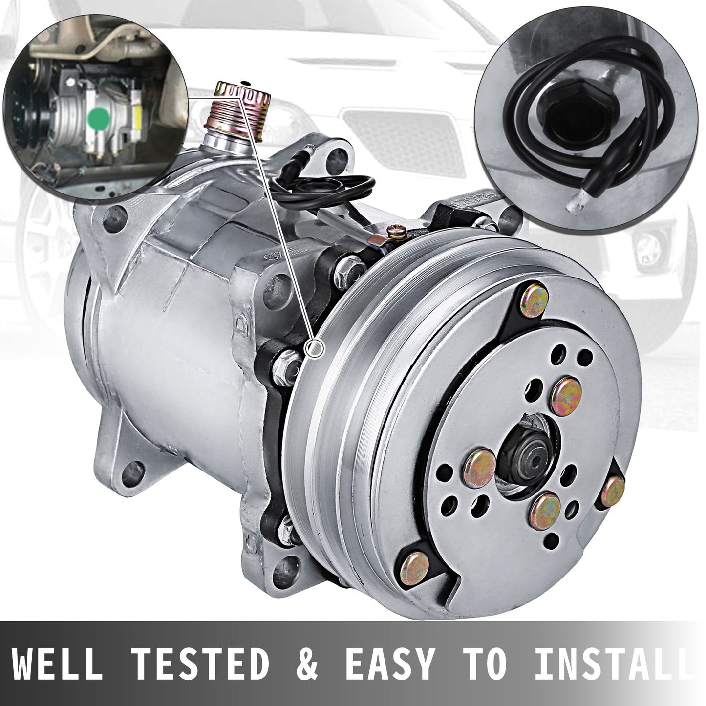 Vevor AIR CONDITION COMPRESSORS SANDEN 508 STYLE NATURAL FINISH V BELT FLARE FITTINGS