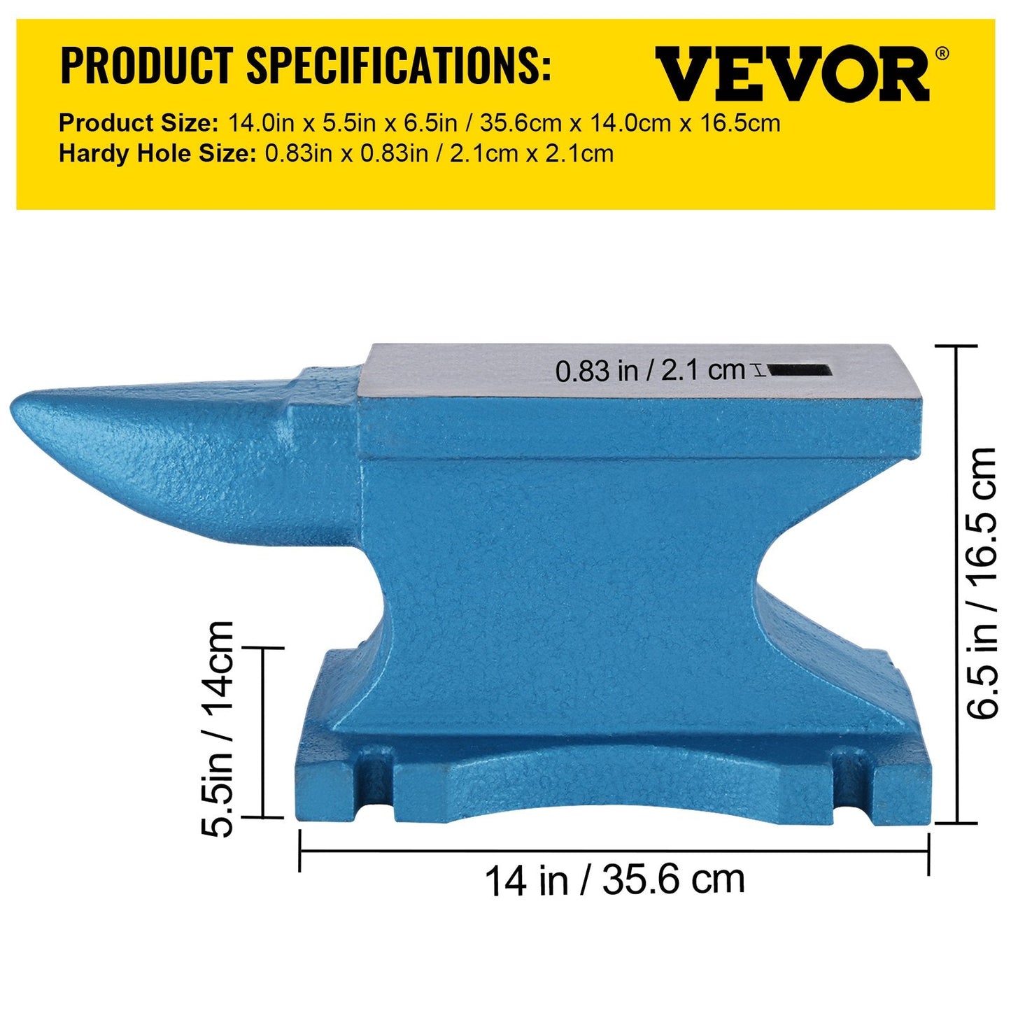 Single Horn Blacksmith Anvil 25kg, Cast Iron, Durable Forge Tool