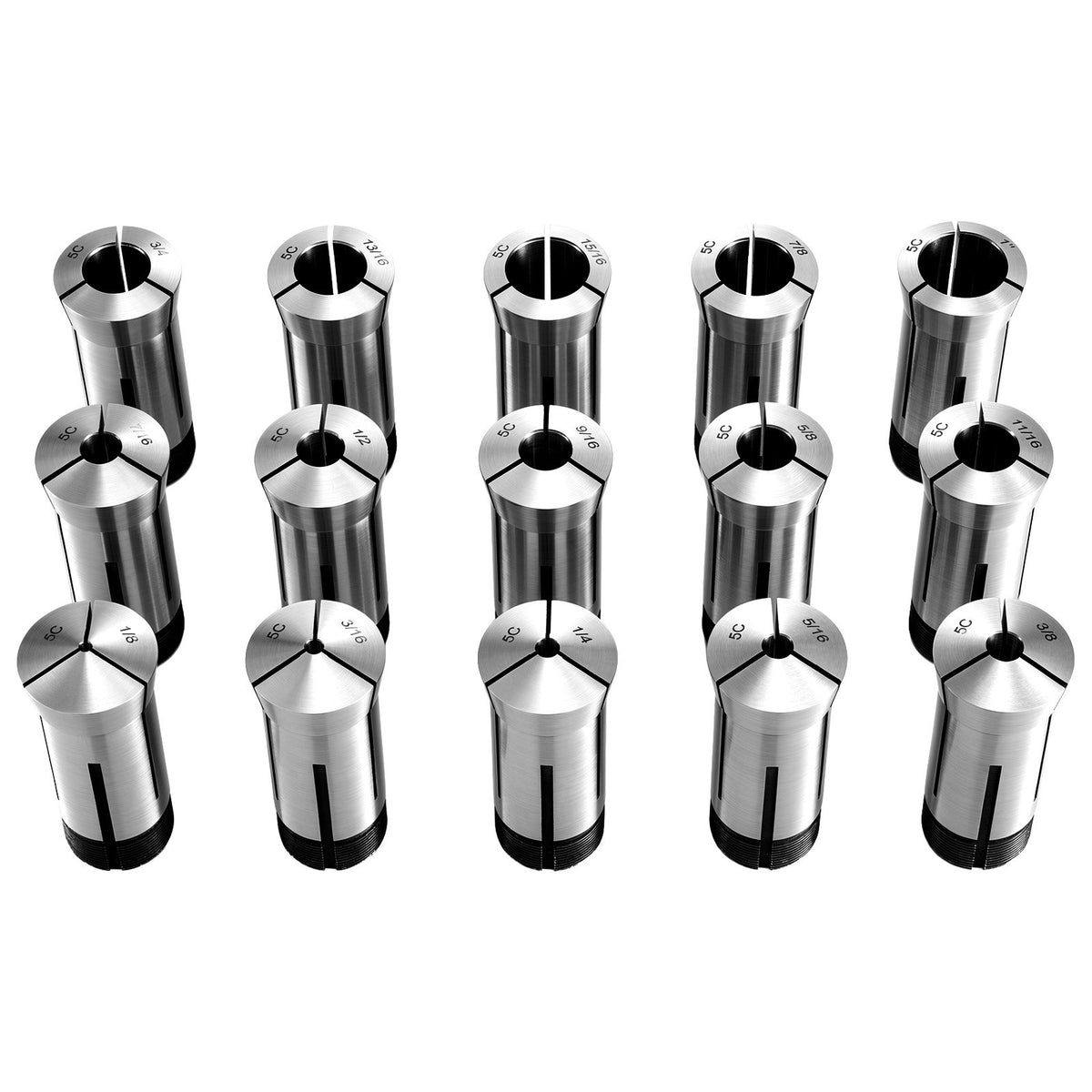 5C Collet Set 1/8"-1" 15 Piece Precision 5C Round Collet Chuck Set, for Milling Machine Drill Presses, 0.0008" TIR High Concentricity, Lathe Chuck Tool with Storage Case, Hardened & Ground