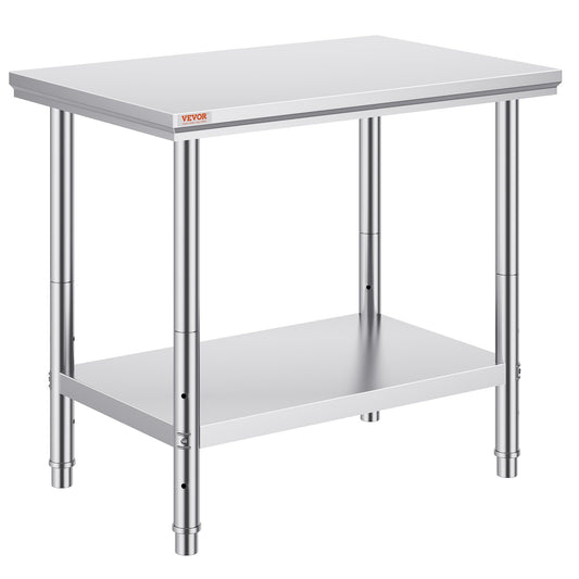 VEVOR 910x610mm Stainless Steel Kitchen Bench Commercial Work Food Prep Table