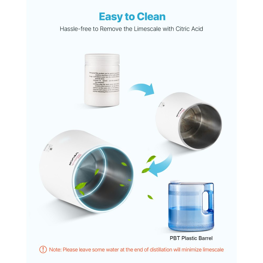 6L Water Distiller Home Countertop Purifier Machine 900W Plastic Container