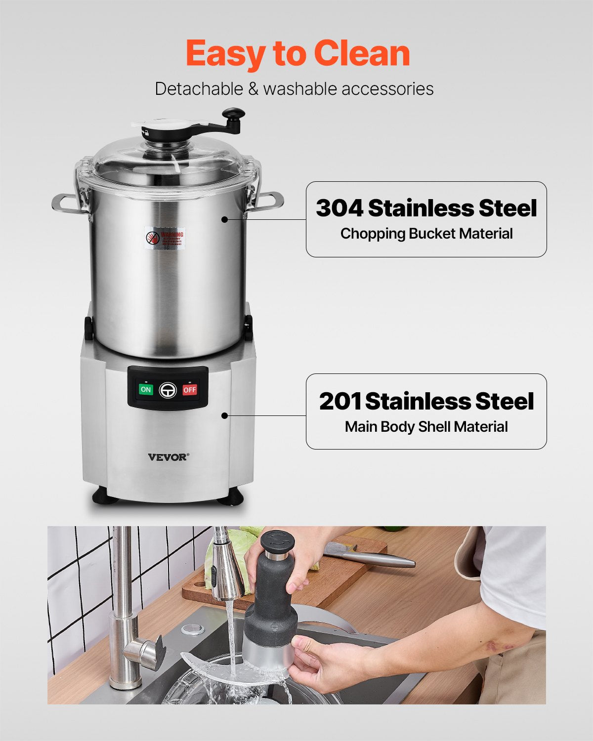 VEVOR Food Processor & Vegetable Chopper 18L Food-Grade Stainless Steel Blender