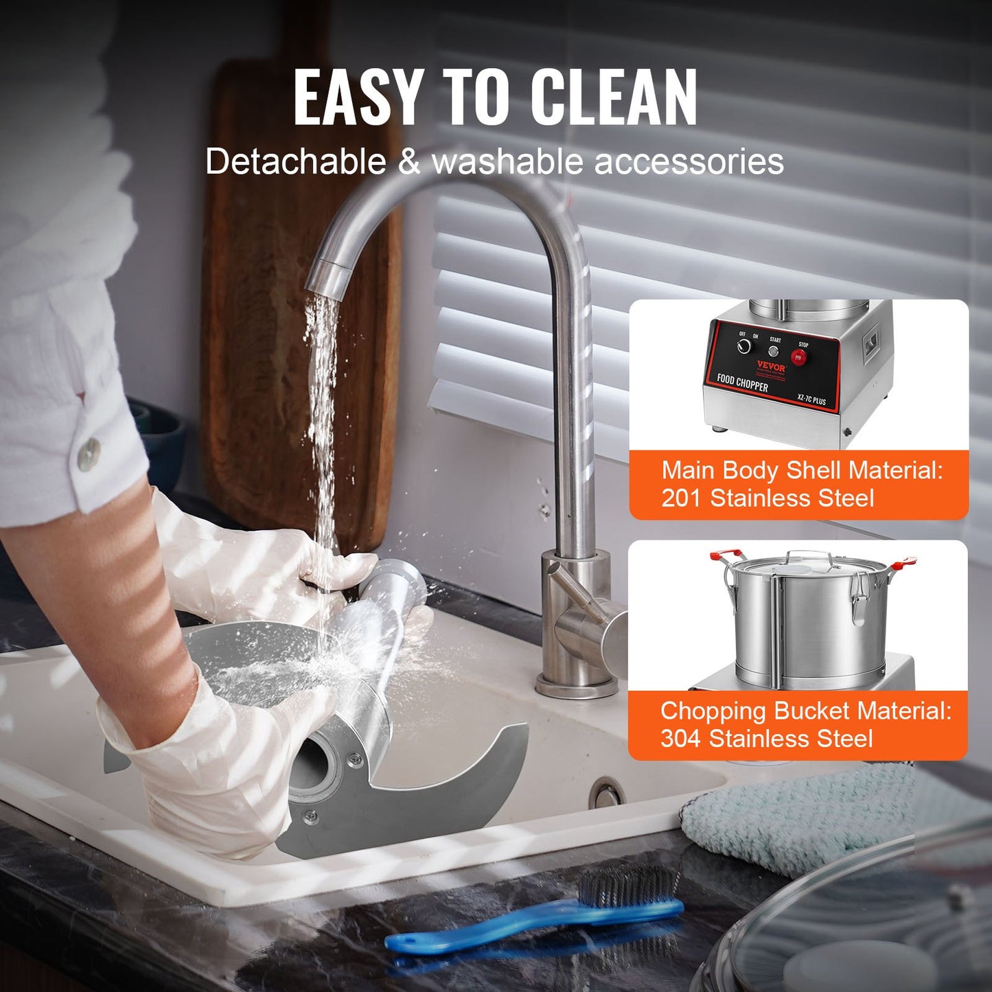 VEVOR Food Processor & Vegetable Chopper, 7 Quart, 1720RPM Food-Grade Stainless