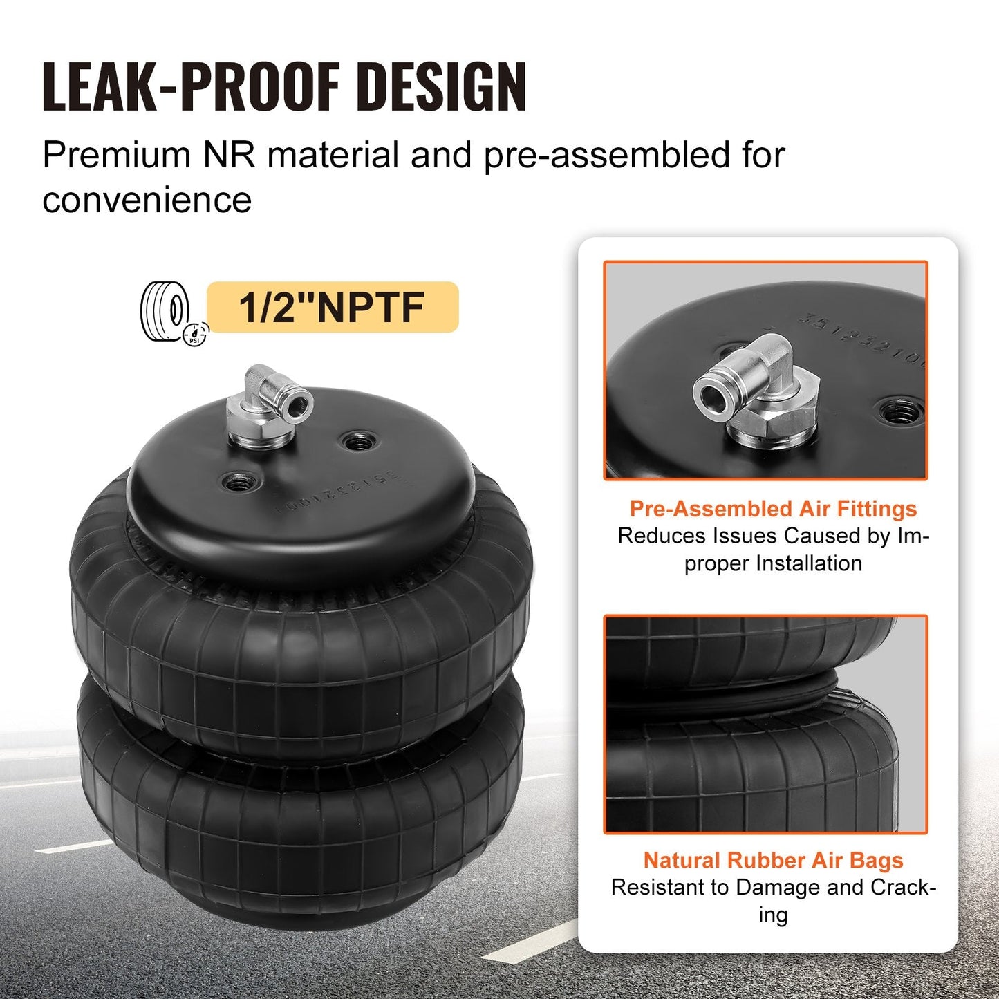 Ford F250/F350 Air Suspension Kit, 5-100 PSI, 2268 kg Load Capacity