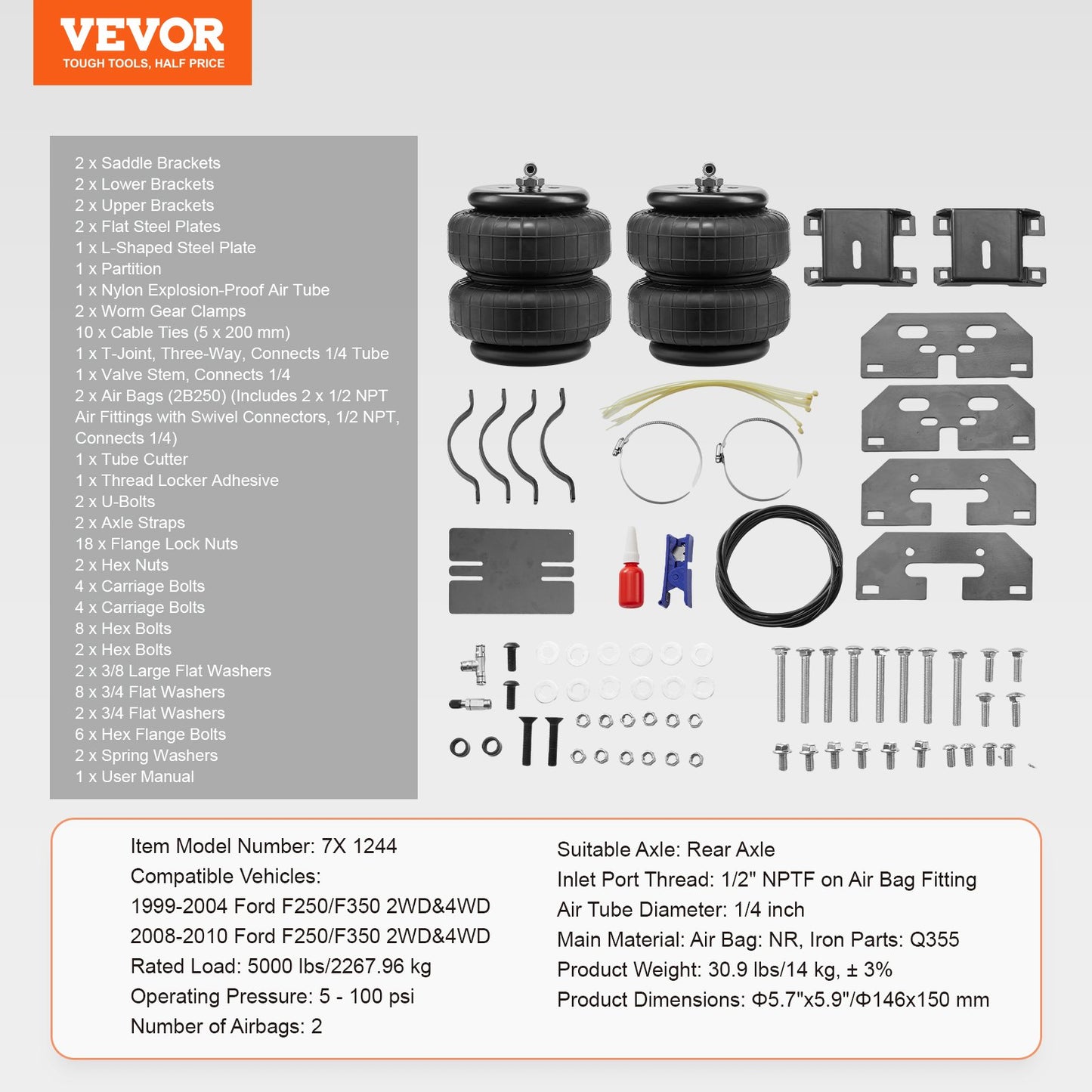 VEVOR Air Bag Suspension Kit, Air Springs Suspension Bag Kit Compatible with 1999-2004