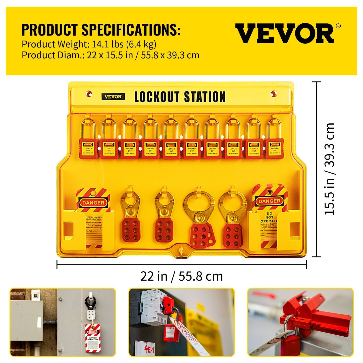 58-Piece Electrical Safety Kit with Padlocks, Lockout Station & Tags, 6.4 kg