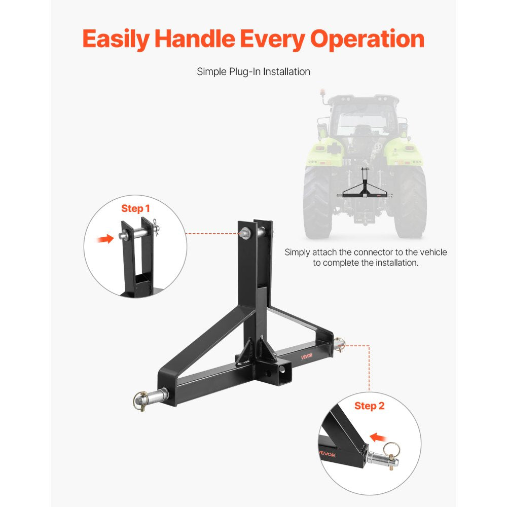 VEVOR 3 Point 2" Receiver Trailer Hitch Category 1 Tractor Quick Hitch Drawbar
