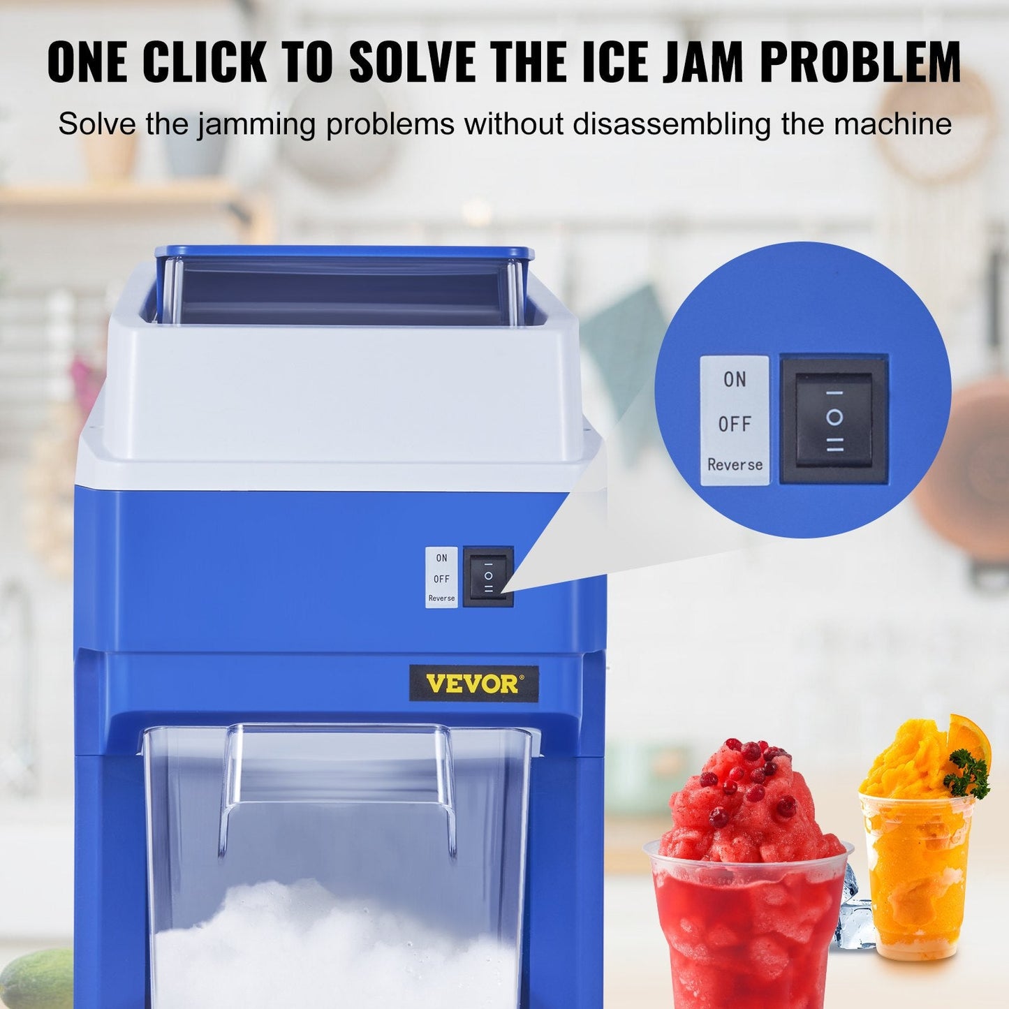 Commercial Electric Ice Shaver Crusher, 120kg/hr Snow Cone Machine with 2kg Box