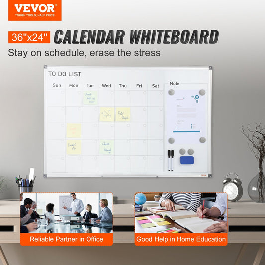 Magnetic Whiteboard 0.9 x 0.6 m Wall-Mounted Dry Erase Board for Office Use