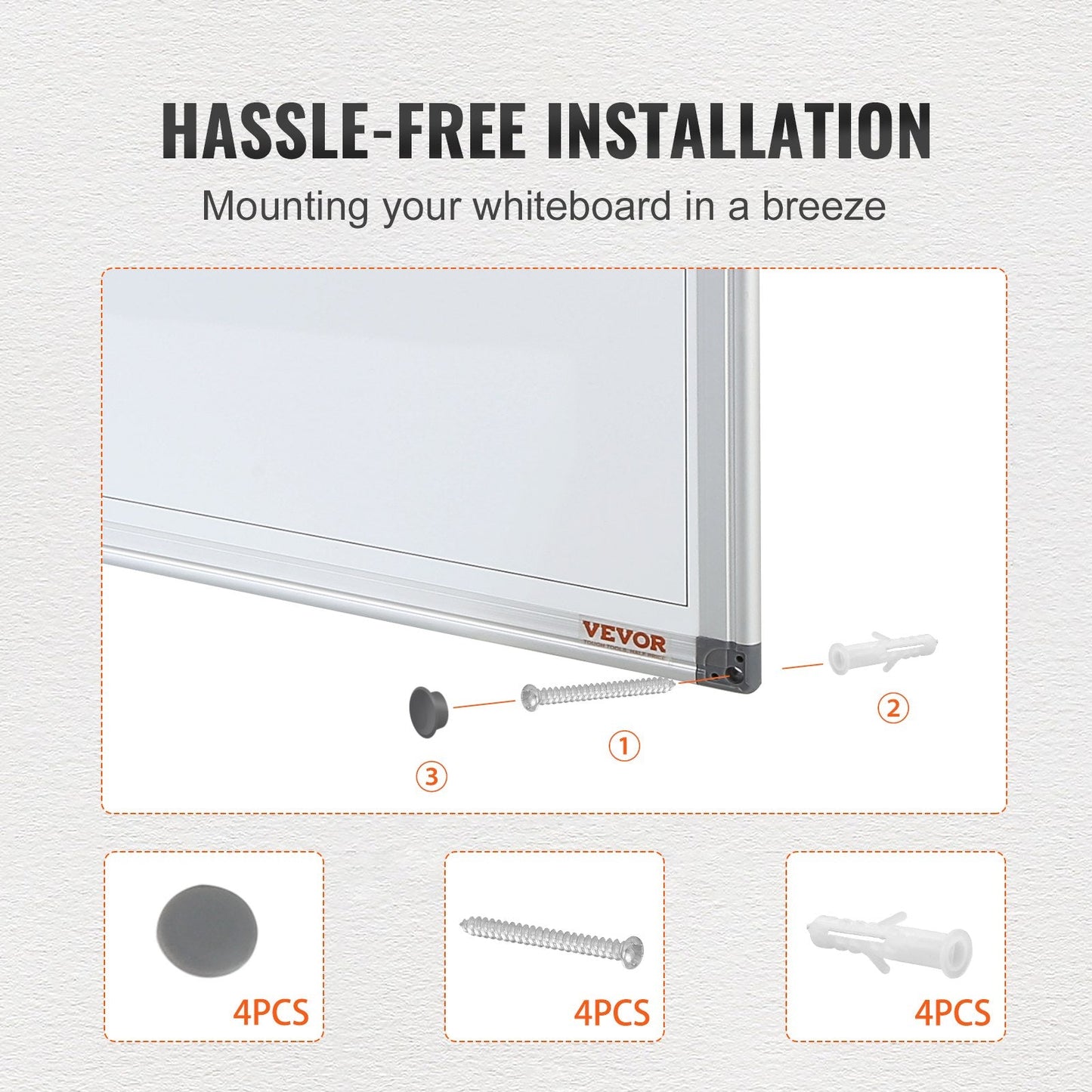 Magnetic Whiteboard 0.9 x 0.6 m Wall-Mounted Dry Erase Board for Office Use