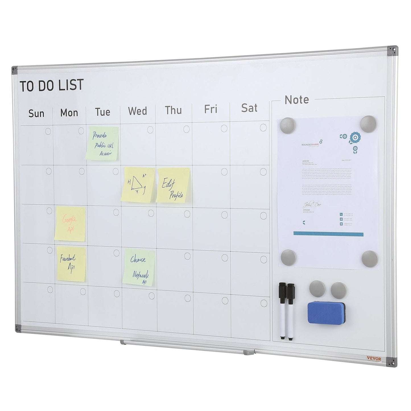 Magnetic Whiteboard 0.9 x 0.6 m Wall-Mounted Dry Erase Board for Office Use
