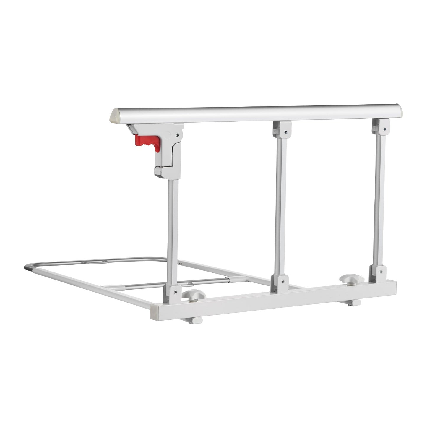 Foldable Bed Rail for Elderly, 70 cm Bedside Assist Rail with Fixing Strap, Adjustable Height Pipe Bedside Cane, High-Strength Metal Senior Bed Bar, Hand Guard Grab Fits King, Queen, Full, Twin