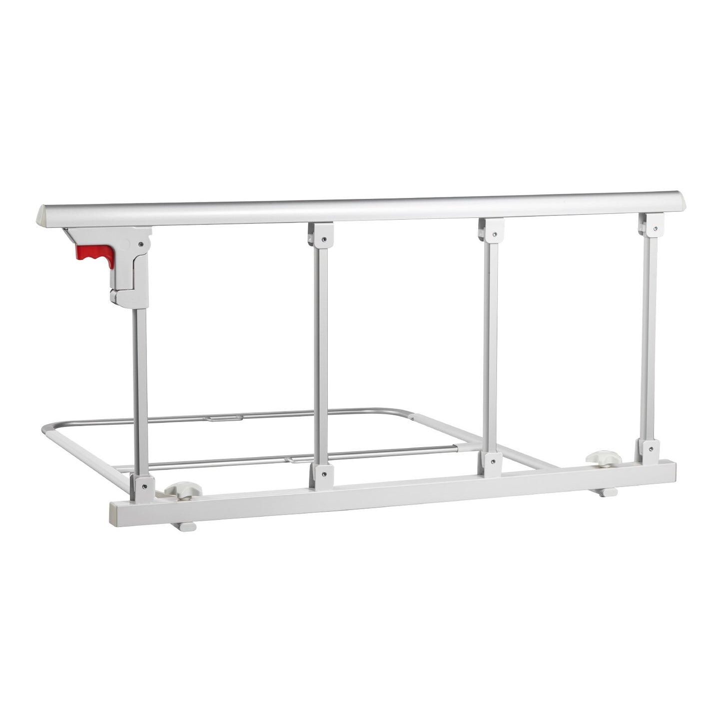 Foldable Bed Rail for Elderly, 97 cm Bedside Assist Rail with Fixing Strap, Adjustable Height Pipe Bedside Cane, High-Strength Metal Senior Bed Bar, Hand Guard Grab Fits King, Queen, Full, Twin