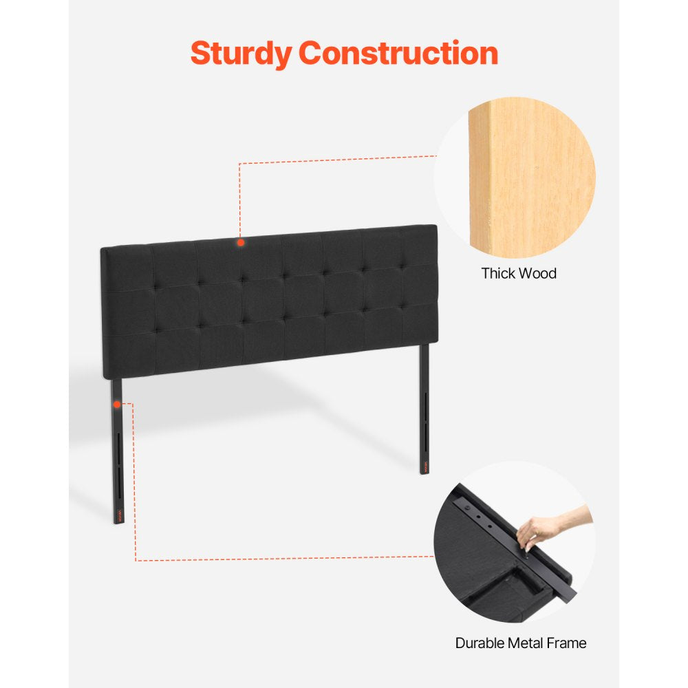 VEVOR Headboard for Queen Size Bed with Adjustable Height Sponge & Fabric Black