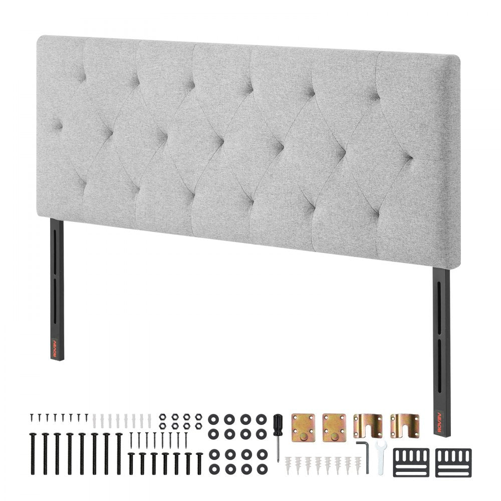 VEVOR Headboard for Full Size Bed with Adjustable Height Sponge & Fabric Grey