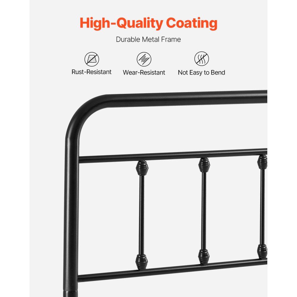 VEVOR Metal Headboard for Queen Size Bed Ideal for Bedroom Hotel Dormitory Black
