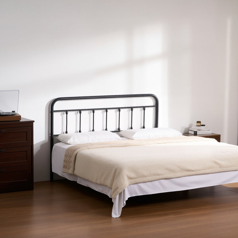 VEVOR Metal Headboard for Queen Size Bed Ideal for Bedroom Hotel Dormitory Black