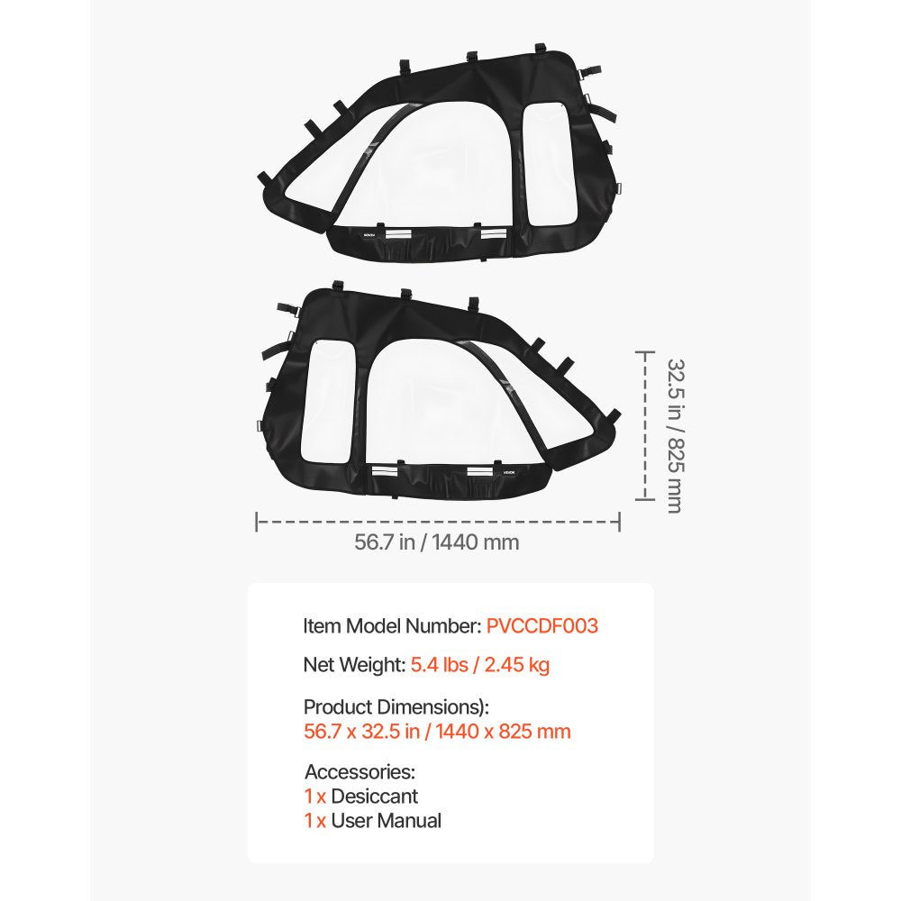 VEVOR UTV Cab Enclosure Upper Doors for Polaris RZR XP 1000/XP Turbo 2014-2023