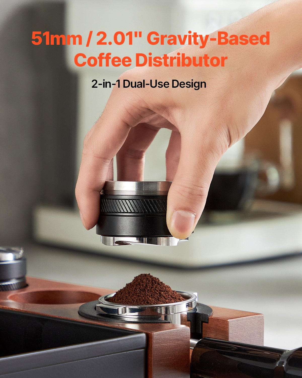VEVOR 51mm Coffee Distributor 2-in-1 Adjustable Espresso Distributor for Home