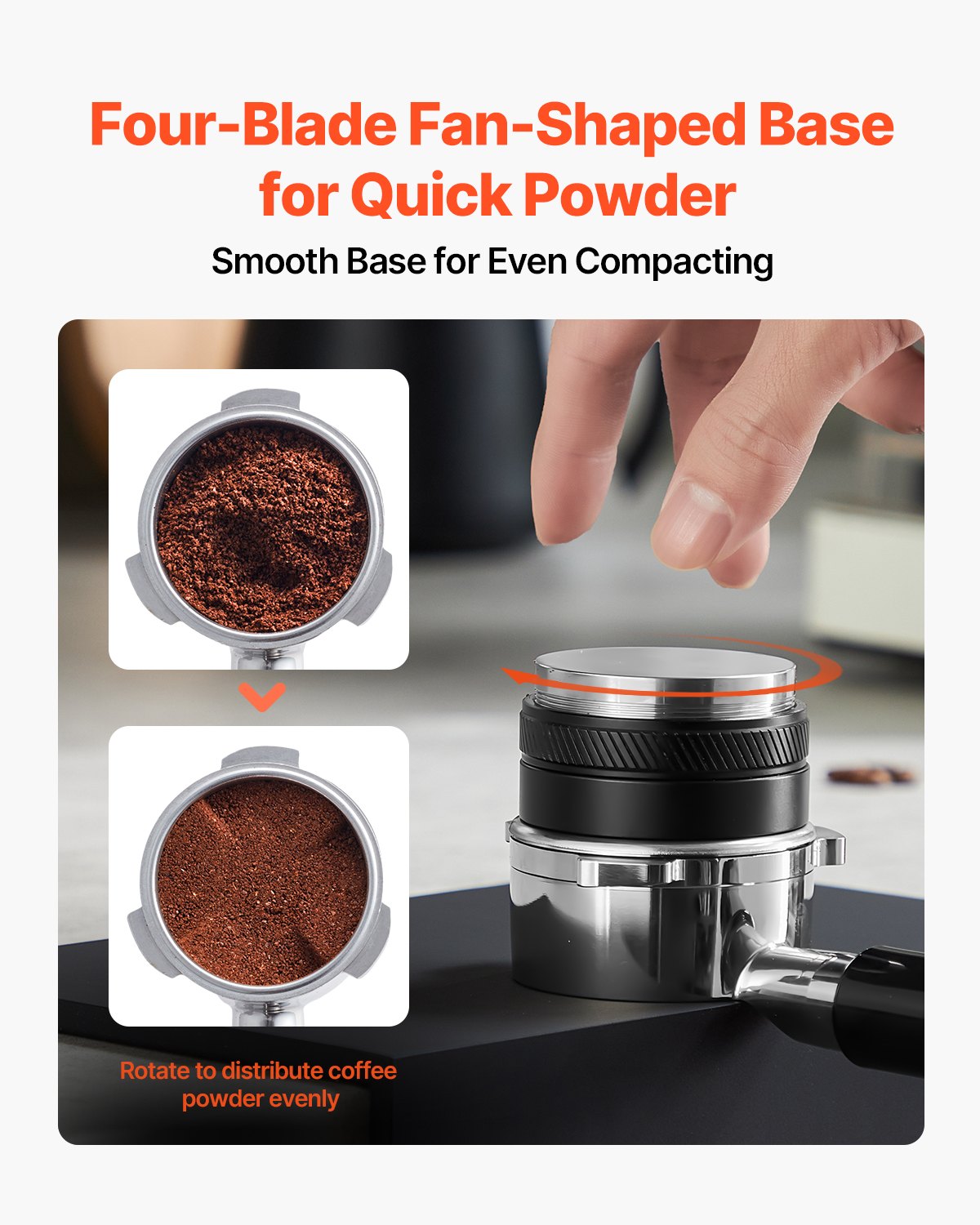 VEVOR 51mm Coffee Distributor 2-in-1 Adjustable Espresso Distributor for Home