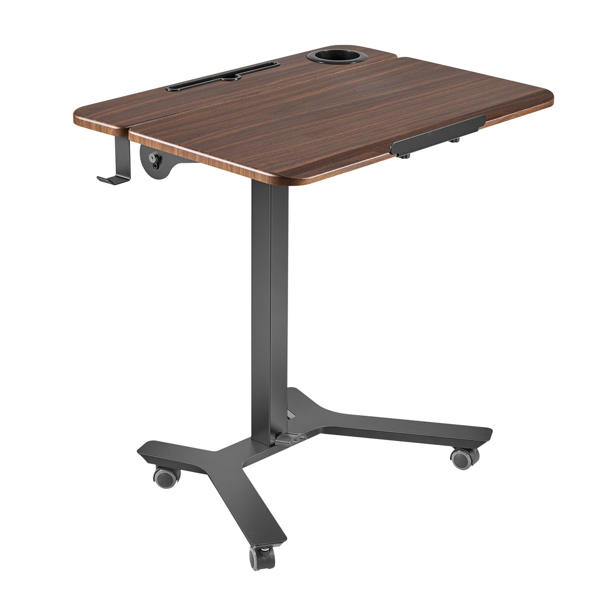 Standing Desk, Adjustable Height Mobile Stand Up Desk with Tilting Desktop, 715 x 525 mm Small Computer Sit Stand Workstation, 15 kg Load Capacity, Foot Pedal Pneumatic Lift for Home, Office