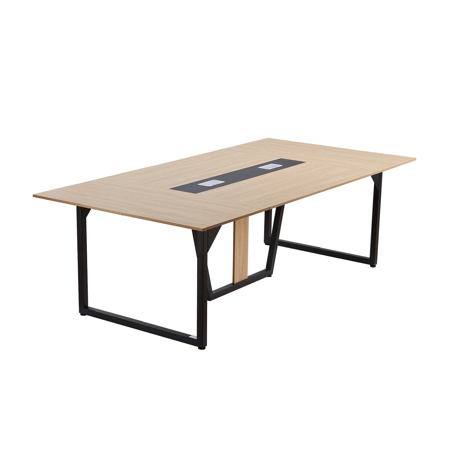 Conference Table, 2400 mm Office Meeting Table for 10 Person, Modern Rectangle Seminar Desk with Metal Legs, Large Meeting Desk Ideal for Office, Boardroom, Conference Room, Easy Assembly, Brown