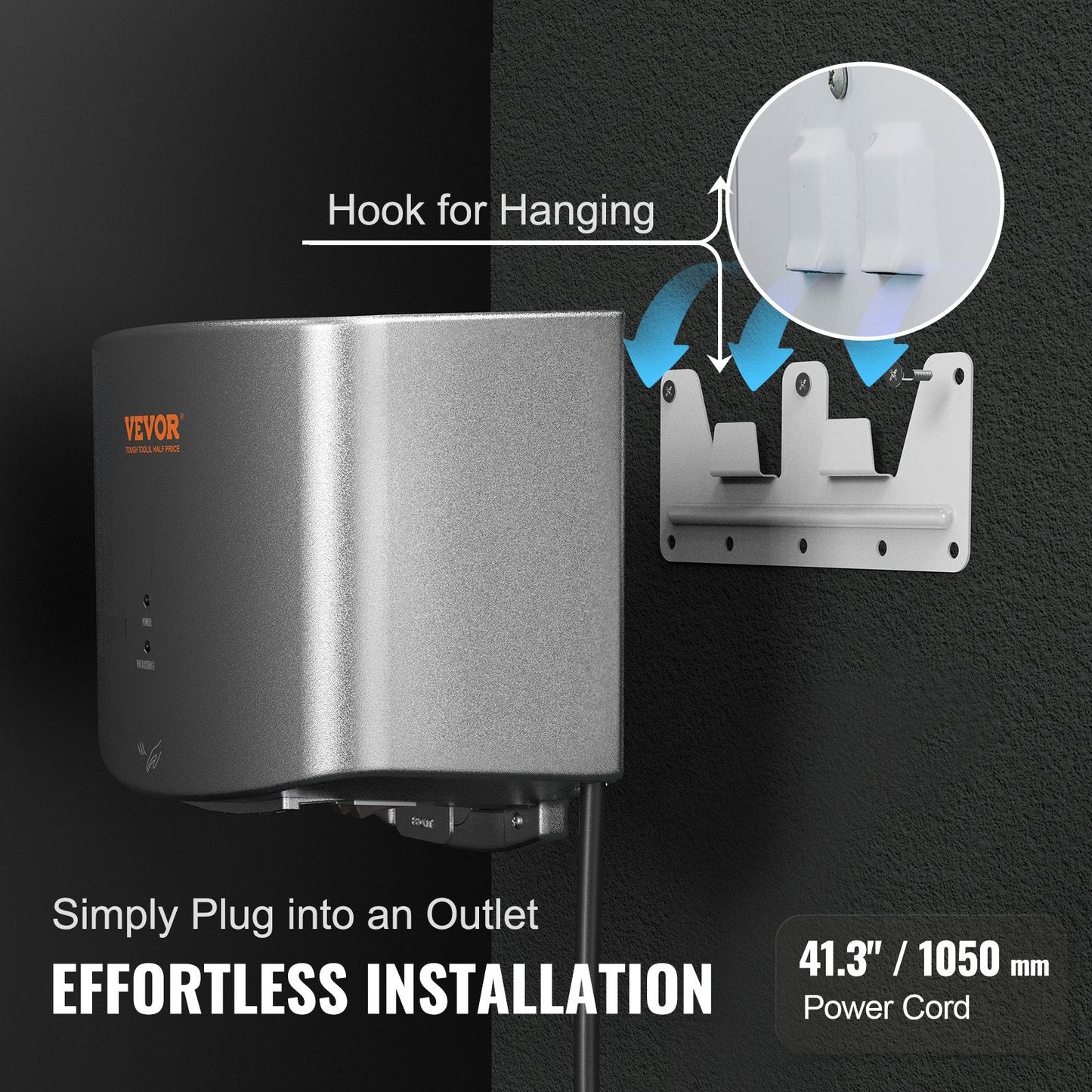 1400W Automatic Hand Dryer with Fast Drying and Low Noise, ABS Design